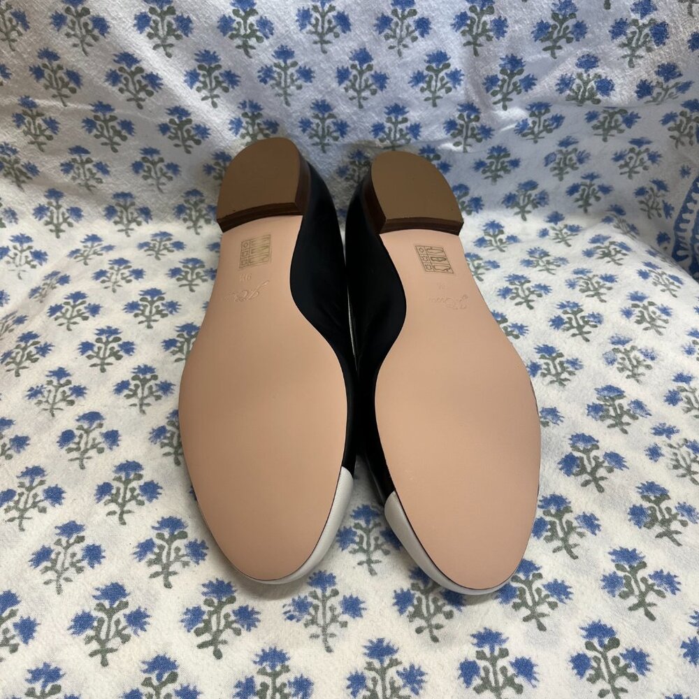 New J.Crew Kiki Ballet Flats Ivory & Navy Leather - Picture 13 of 14